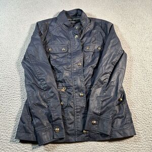 Tommy Hilfiger Jacket Coat Women Medium Navy‎ Utility Rain Military Dark Blue